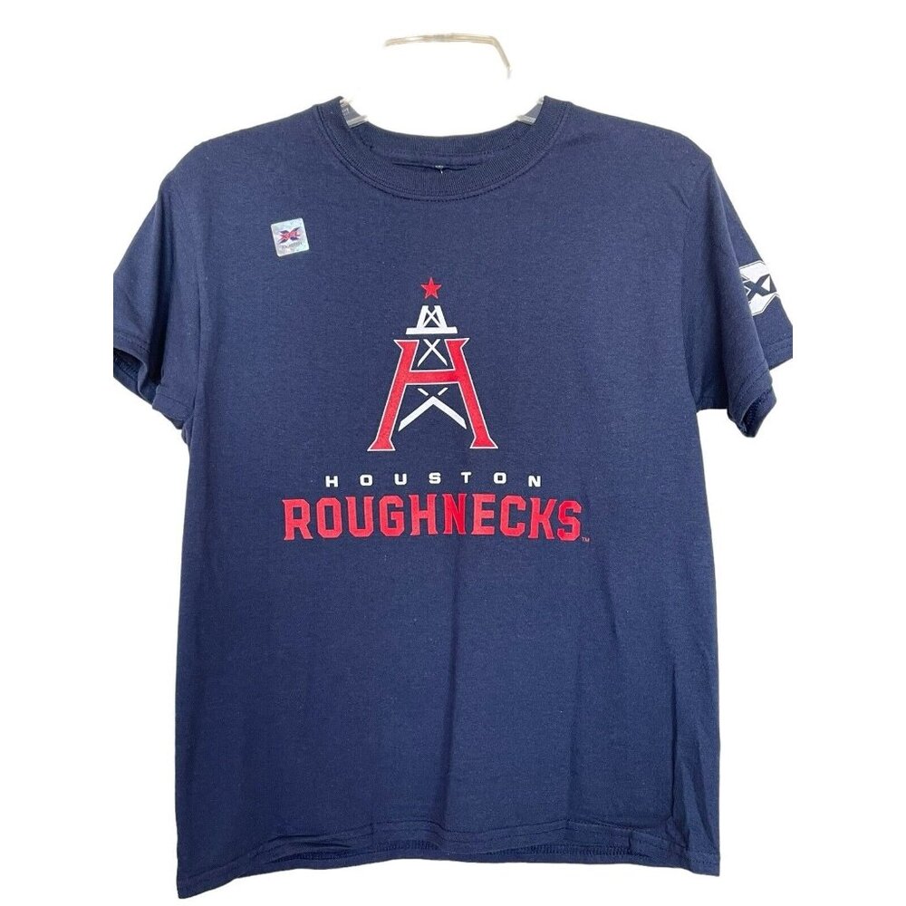 XFL T SHIRT KIDS BOYS SIZE Medium M Houston Roughnecks Blue Red